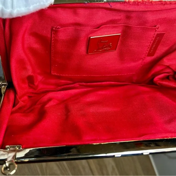 Christian Louboutin Miss Loubi Patent Leather Clutch on a Chain in Purple